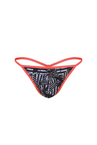 darkzone Neon Elastic Striped Patterned Black Men's Thong