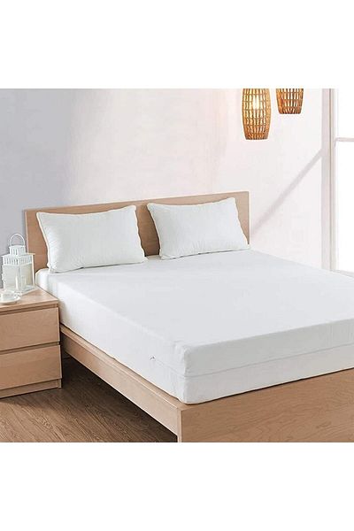 Zarif Home King Size (Battal) Bed Sheet-White
