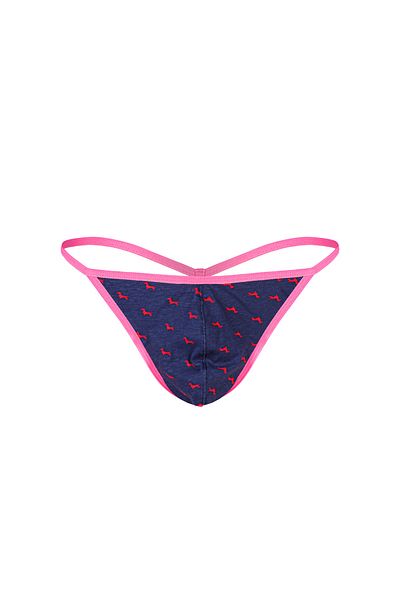 darkzone Neon Elastic Dog Patterned Navy Blue Men's Thong
