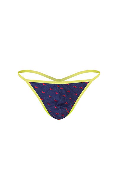 darkzone Neon Elastic Dog Patterned Navy Blue Men's Thong