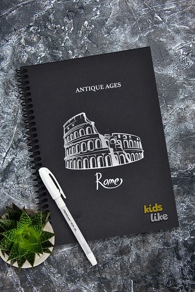 Kids Like 14x20 Spiral Black Notebook 40 Sheets with Painted White Pen as a Gift