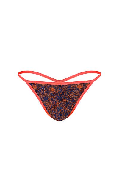 darkzone Neon Elastic Floral Patterned Navy Blue Men's Thong