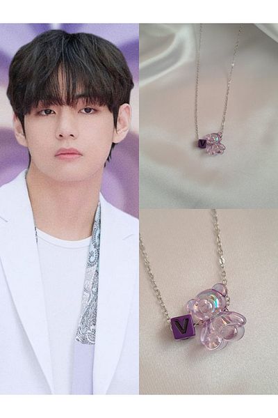 SOUL BY A&B Bts Taehyung Necklace Winter Bear Purple V