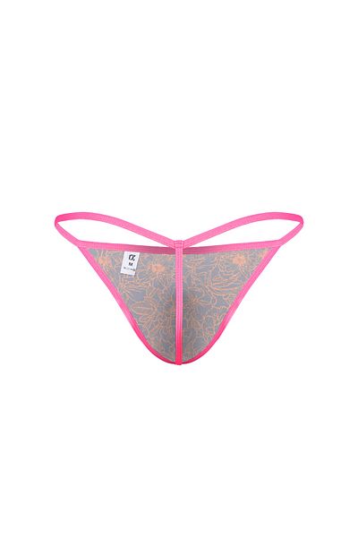 darkzone Neon Elastic Floral Patterned Navy Blue Men's Thong
