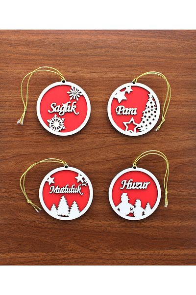 Lora Wedding 8cm Christmas Tree Ornament with Health, Money, Happiness and Peace Written