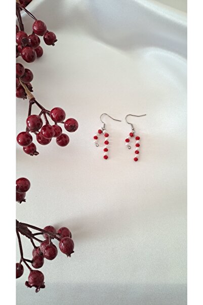 SOUL BY A&B Yılbaşı Kristal Taşlı Incili Şeker Baston Küpe Candy Cane Yeni Yıl Noel Baba