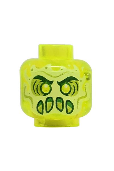 LEGO Neon Green Furious Head - Original Accessory, Custom Moc Minifigure Head Ghost Ghost