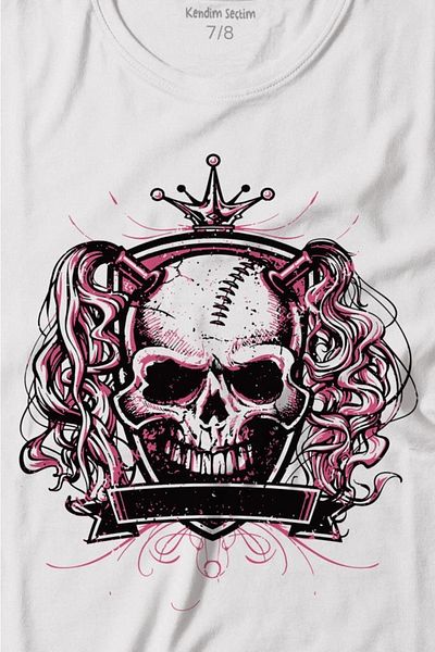 Kendim Seçtim Tricou cu imprimeu Skul Pigtalis Skull Acrest Tricou pentru copii