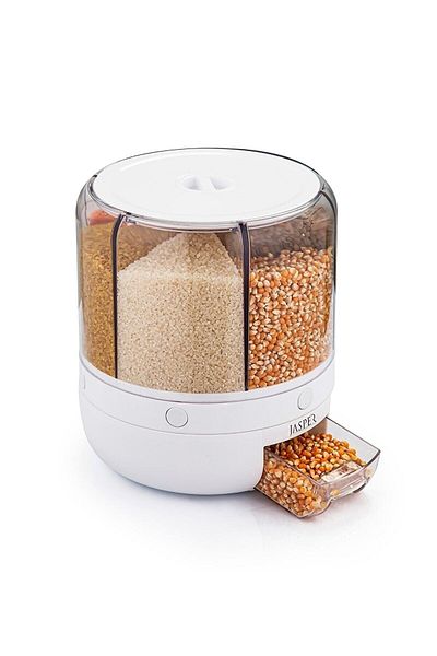 LİZA AKSESUAR Dry Food and Pulses Storage Container, Vending Machine 360 °   Rotatable 6 Compartment Air Tight with Separator