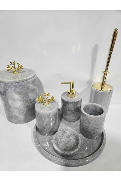 SARITAŞ Gray Marble Bathroom Set 7 Pieces