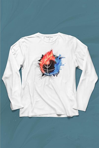 Kendim Seçtim Fire Meteor Košarkaška majica dugih rukava Fireball Štampano T-...