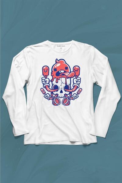 Kendim Seçtim Icecream Skull Ice Cream Skull Street Wear majica dugih rukava ...
