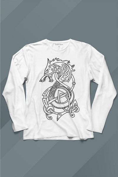 Kendim Seçtim Viking Fenrir Wolf Vikingi Wolf Head Street Urban Tricou cu mânecă lungă Tricou imprimat