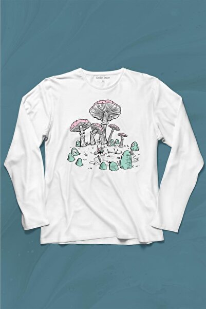 Kendim Seçtim Mashroom Forrest Mushroom Forest Retro majica dugih rukava za v...