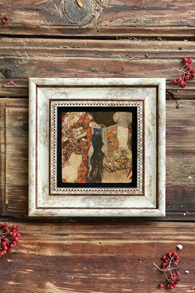 Oscar Stone Decor Gustav Klimt Water Serpents I Çerçeveli Taş Tablo 20x20cm W...