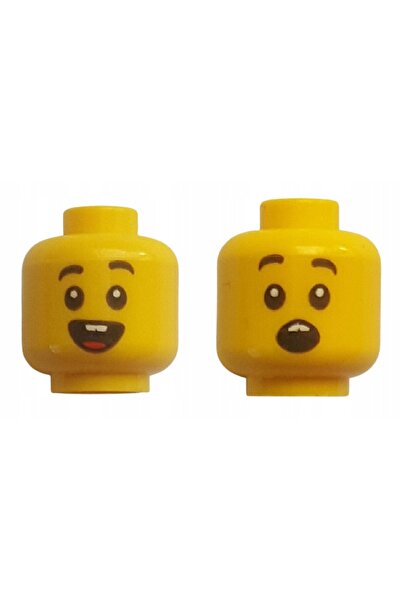 LEGO Orjinal Aksesuar Custom Minifigür Minifigure Çift Surat Diş Gülen Şaşkın Çocuk Sarı Kafa