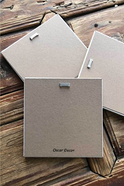 Oscar Stone Decor Çerçeveli Taş Duvar Dekoru Tablo 3'lü Set 20x20cm Nar Ağacı Semzen Şahmeran
