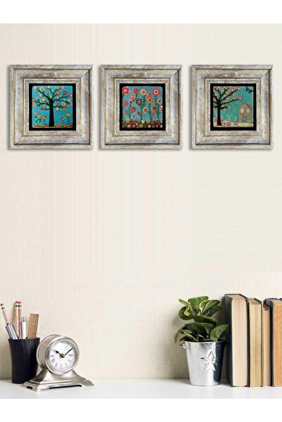 Stone Printed Wall Table Set with Imported Frame ( 20 X 20 Cm) Set of 3 -