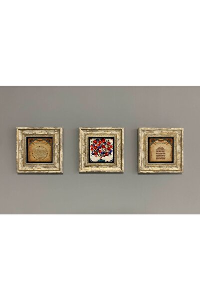 Oscar Stone Decor Çerçeveli Taş Duvar Dekoru 20 X 20 Cm Nar Ağacı Bereket Ayetel Kürsi