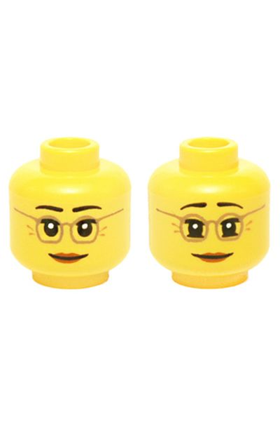 LEGO Original Accessory Custom Minifigure Minifigure Double Face with Glasses Middle-Aged Woman Yellow Head