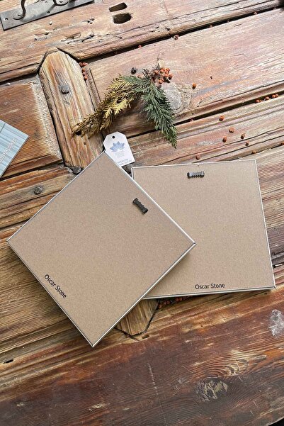 Oscar Stone Decor Çerçeveli Taş Duvar Dekoru Tablo 20x20cm 2'li Set (480-1213) Nar Şahmeran