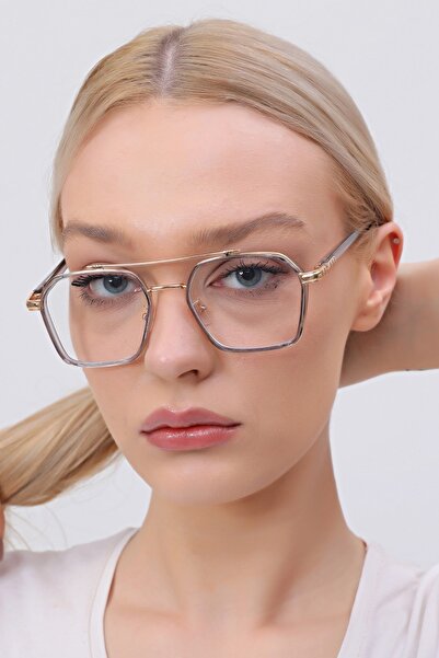 Socks By Step - Rectangular Gold Frame Blue Light Protective Glasses - Blue B...