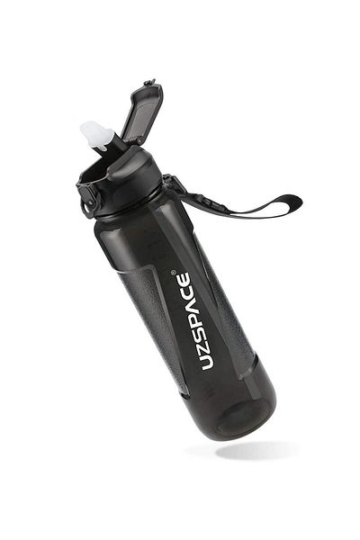 Uzspace 850ml Transparent Body Tritan Water Bottle with Straw and Measuring Scale