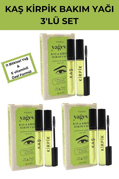 Yağevi Eyebrow Eyelash Care Oil Set of 3