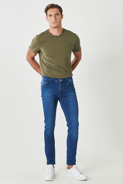 AC&Co / Altınyıldız Classics Ανδρικό Μπλε Extra Slim Fit Slim Fit Flexible Rııs τζιν παντελόνι