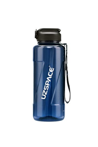 Uzspace 1500ml Transparent Body Tritan Water Bottle with Straw and Measuring Scale