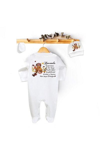 Niles Baby design for baby Uncle Written Jumpsuit Set with Sweet Chores on Your Head (Jumpsuit Beret Gloves)