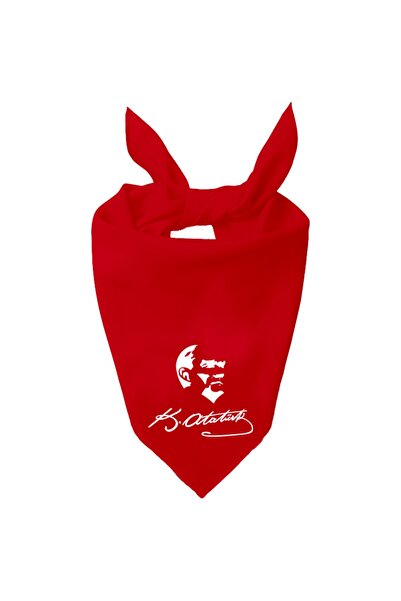 Tasarım Trend K.atatürk Imzası Ve Atatürk Silüet Tasarım Tek Renk Fular