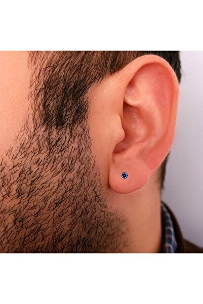 Market66 Mavi 3mm Mıknatıslı Küpe Ince Zirkon Taşlı 1 Çift Burun Kulak Dudak Hızma Manyetik Çelik