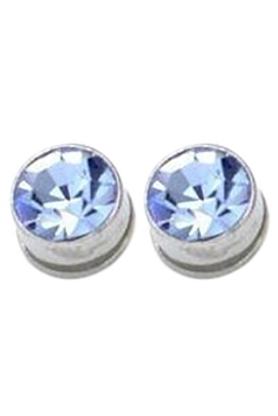 Market66 Mavi 3mm Mıknatıslı Küpe Ince Zirkon Taşlı 1 Çift Burun Kulak Dudak Hızma Manyetik Çelik