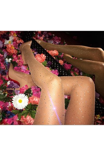 ZEKAS FASHION Дамски чорапи с лъскава мрежа от камък