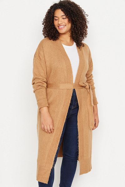 Trendyol Curve Plus Size Cardigan - Brown - Oversize
