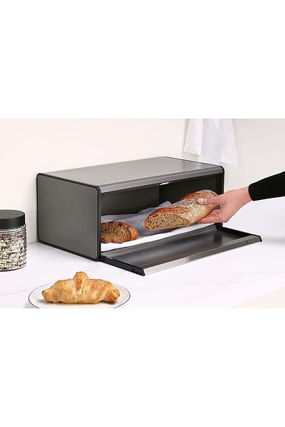 Brabantia Evrekala Shop Cornered Bread Box New Platinum