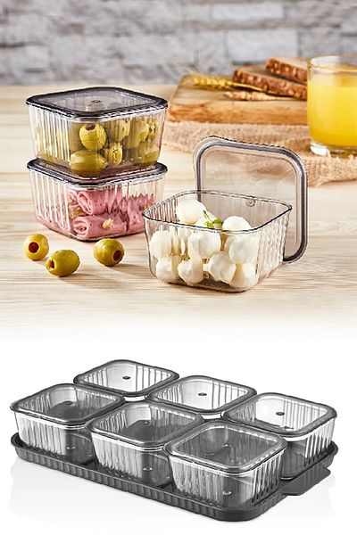 KÜÇÜK EW 13 Pieces Breakfast Set with 6 Compartments Tray and Non-Breathable Lid