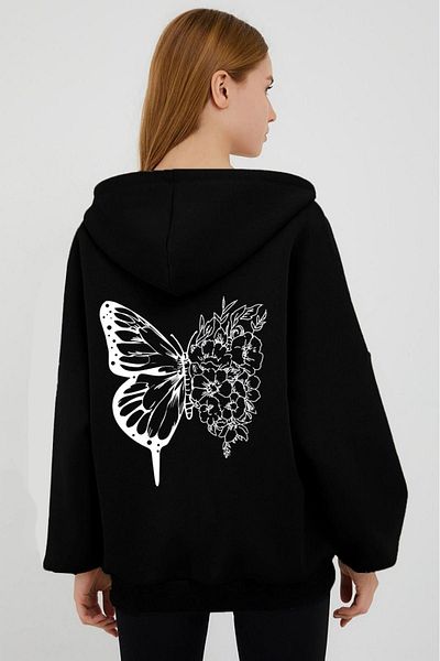mw memowear Hanorac cardigan cu glugă cu fermoar imprimat unisex