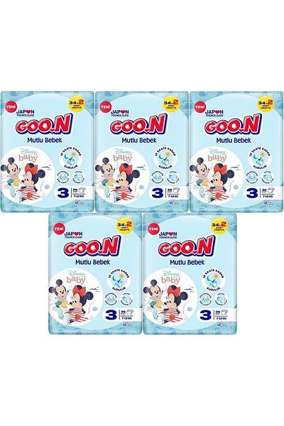 Goo.n Goon Happy Baby Diaper Size:3 (7-12kg) Midi 180 Pieces Jumbo Mega Pk