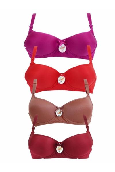 Tektaş - Sutien căptușit cu sârmă TACOO pentru femei, 4 piese (FUCIA - ROSU -...