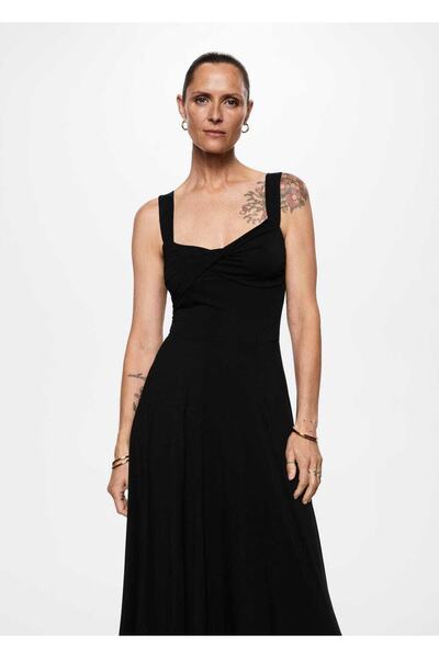 MANGO Woman Drape Yaka Elbise