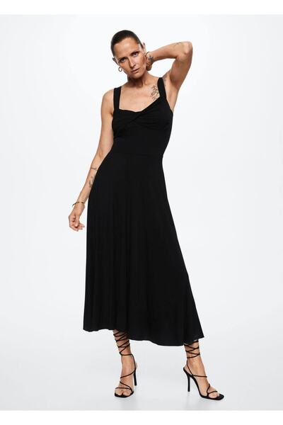 MANGO Woman Drape Yaka Elbise