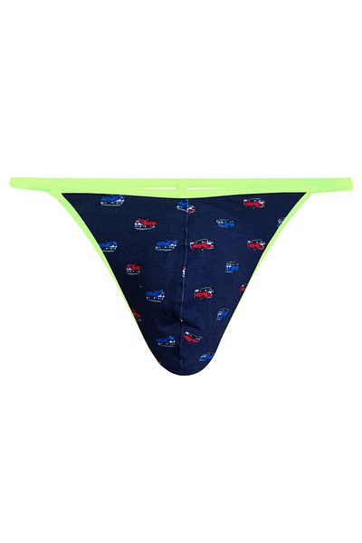 darkzone Neon Elastic Minibus Patterned Navy Blue Men's Thong