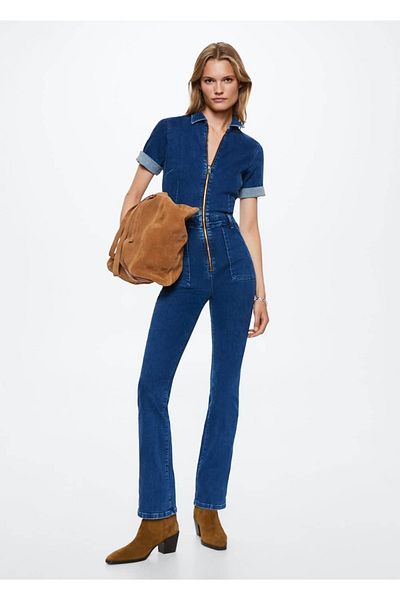 MANGO Woman Salopetă din denim cu fermoar