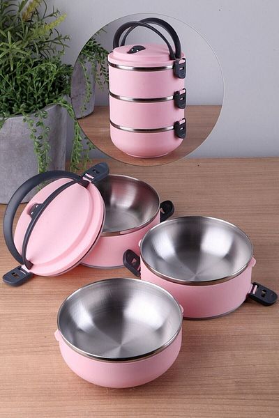 Akkoyunlu home 3-Piece Latched Expiry Bowl Steel Food Thermos -