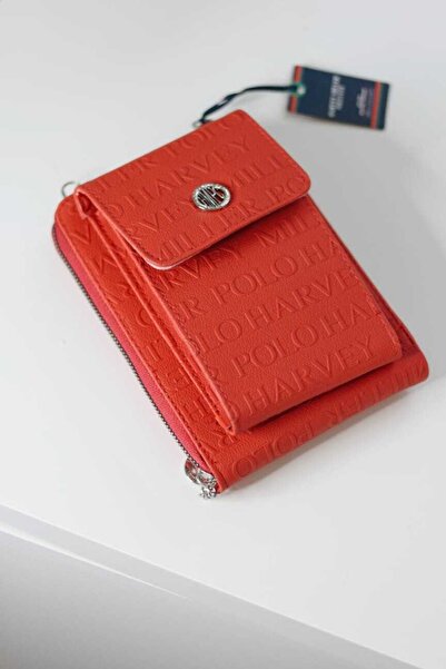 Moom Bag Γυναικείο πορτοφόλι τσάντας θήκης τηλεφώνου με κόκκινο ανάγλυφο