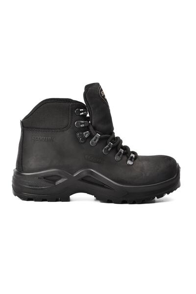 Scooter 1221 Crazy Siyah Hakiki Deri Su Geçirmez Unisex Outdoor Bot