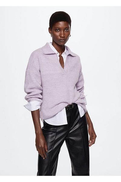 MANGO Woman Women's Polo Collar Sweater