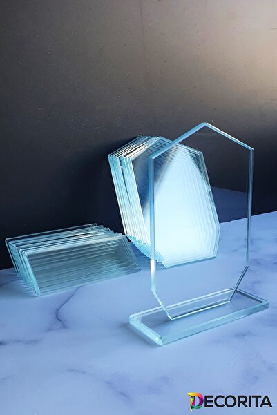 Decorita Plaket | Kristal Cam Plaket | Şekil-5 | Baskısız | 10'lu Takım